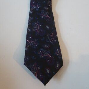 Mens Christian Dior Monsieur Black Purple Paisley Print Designer Silk Tie *